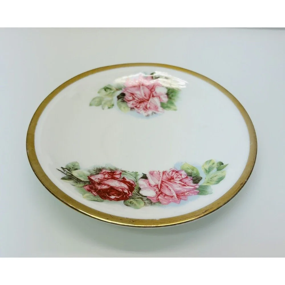 Zeh, Scherzer & Co Bavaria Plate Saucer Pink Roses Flowers Gold Trim 5.5” VNTG